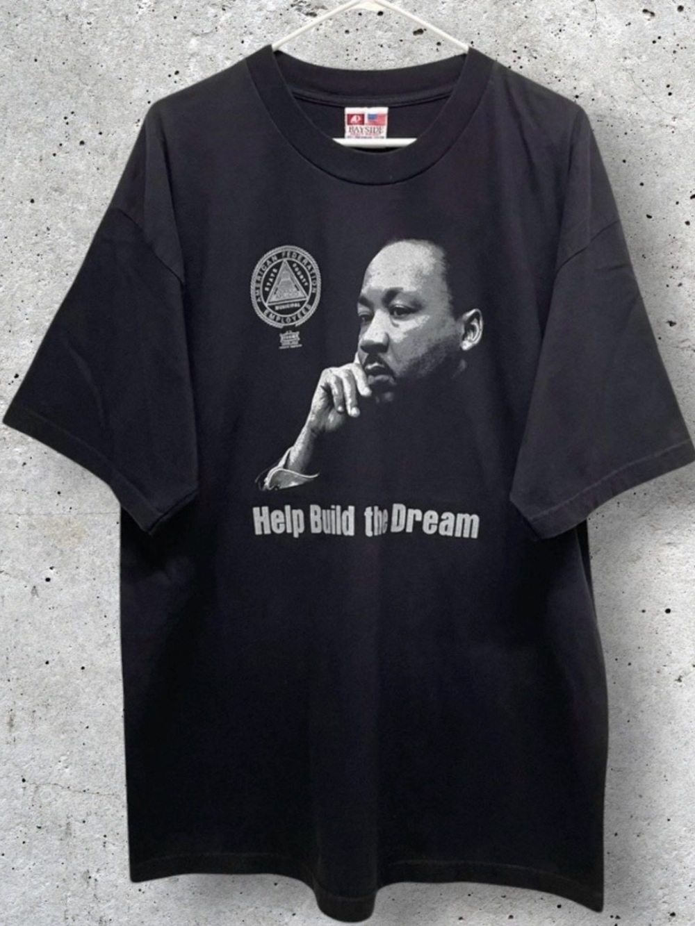 Vintage 90s Martin Luther King Jr “Help Build The Dream” Black T-Shirt // 2XL